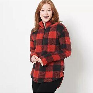 Koolaburra by UGG Buffalo Check Brushed Back Sherpa Pullover